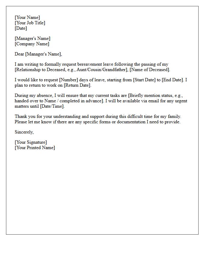 Extended Family Bereavement Leave Request Letter
