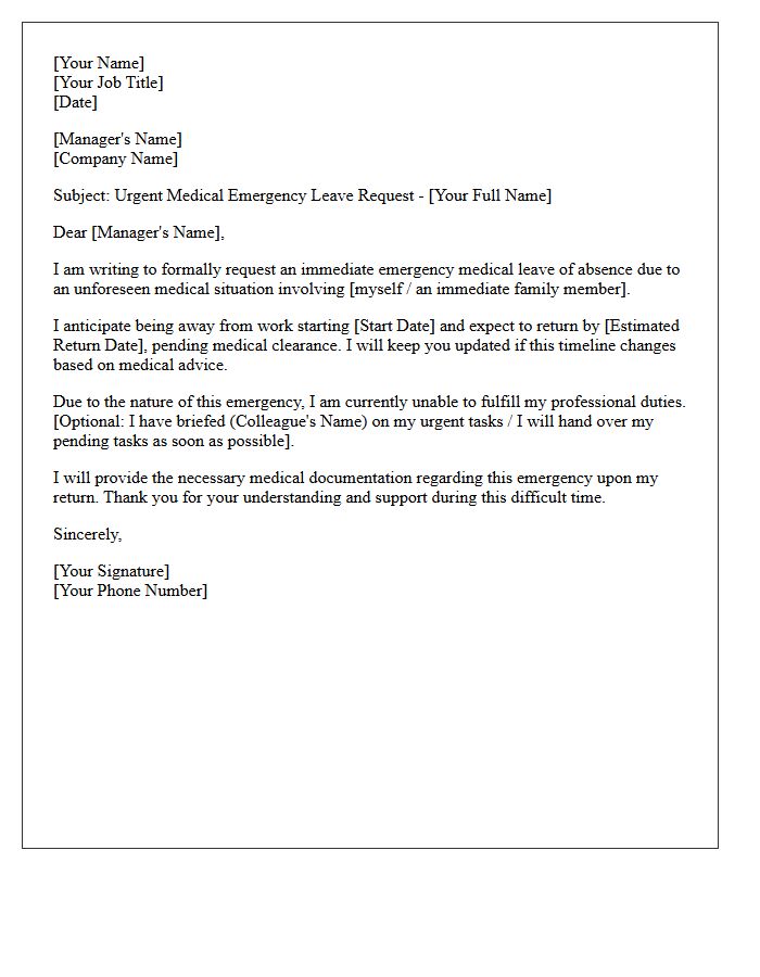 Medical Emergency Leave Request Letter