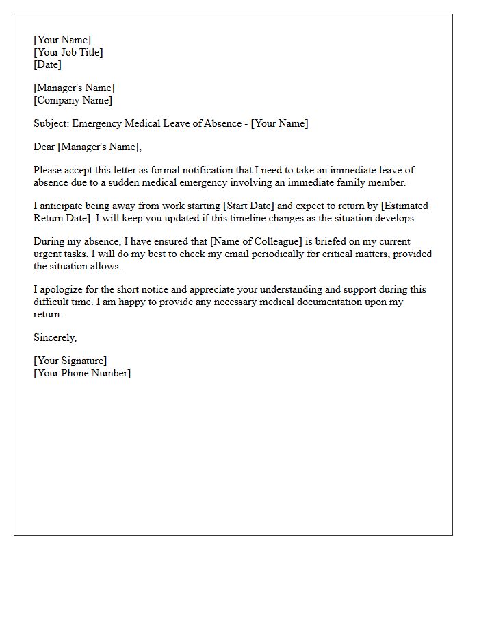 Family Member Medical Emergency Leave Letter