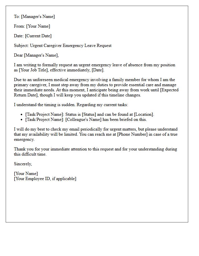 Urgent Caregiver Emergency Leave Request Letter