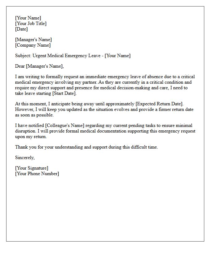 Critical Partner Medical Emergency Leave Letter