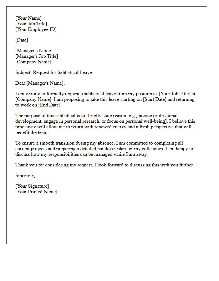 Standard Sabbatical Leave Request Letter