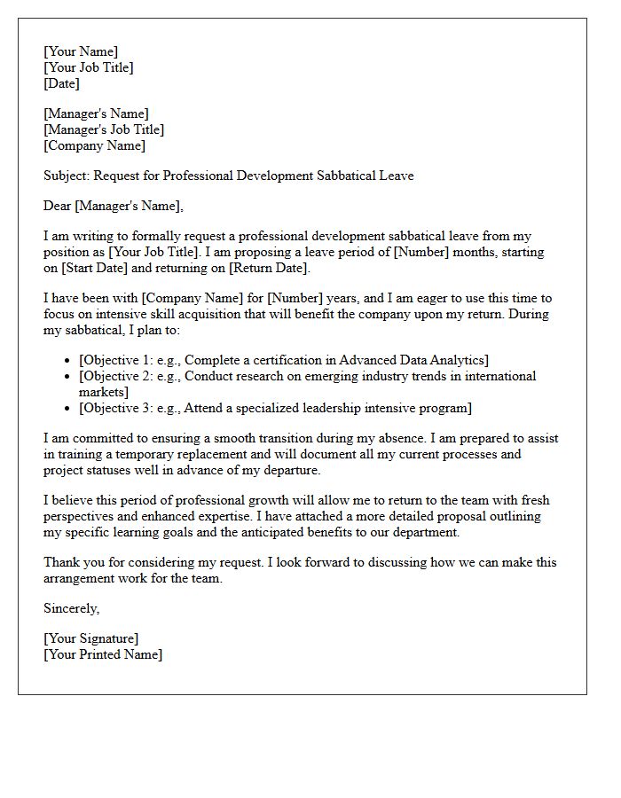 Professional Development Sabbatical Leave Request Letter