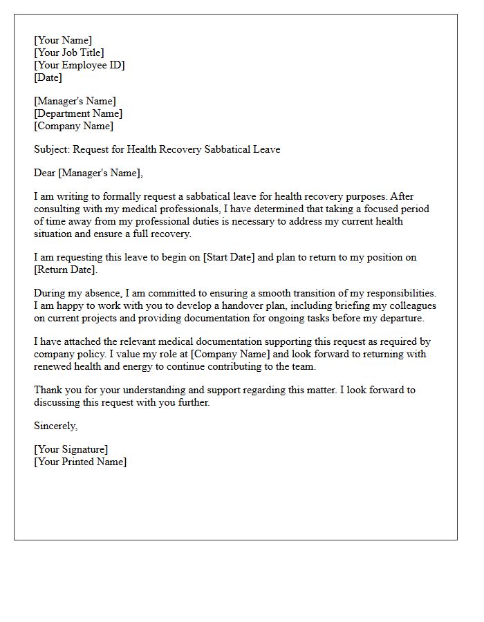 Health Recovery Sabbatical Leave Request Letter