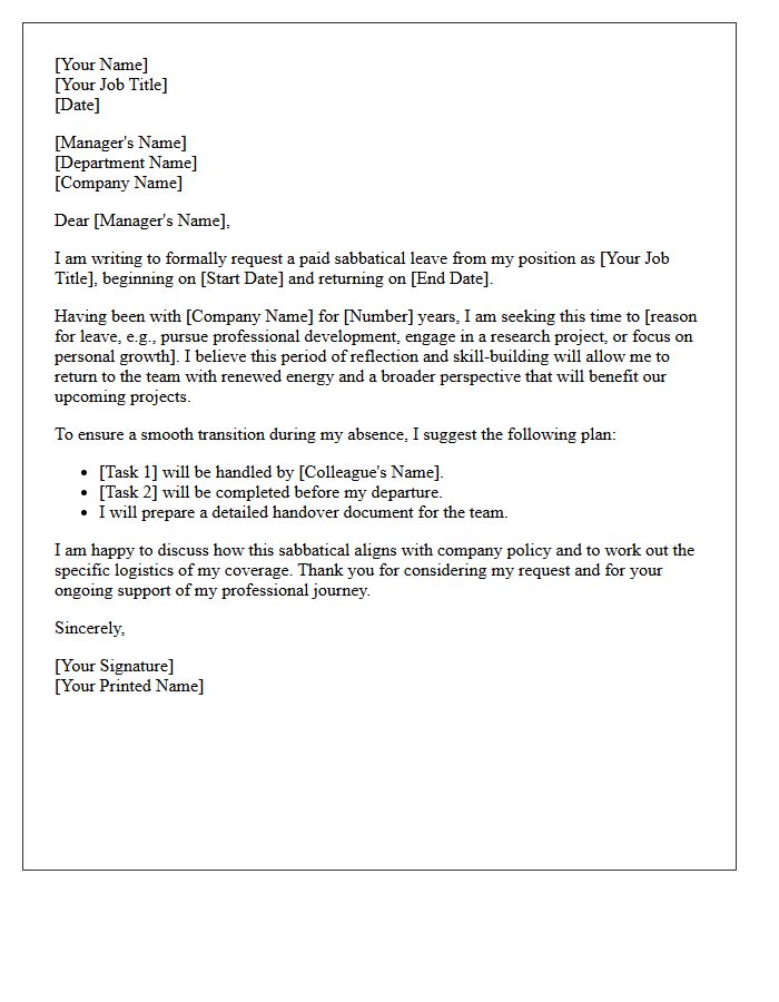 Paid Sabbatical Leave Request Letter