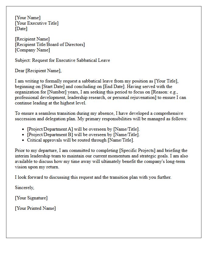 Executive Sabbatical Leave Request Letter