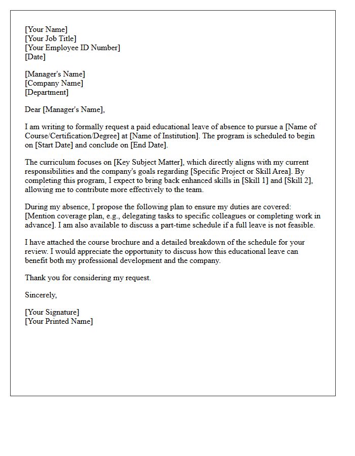 Paid Educational Leave Request Letter