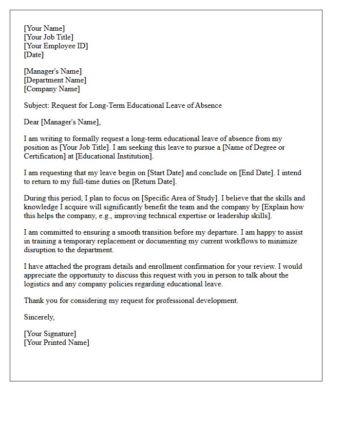 Long-Term Educational Leave Request Letter