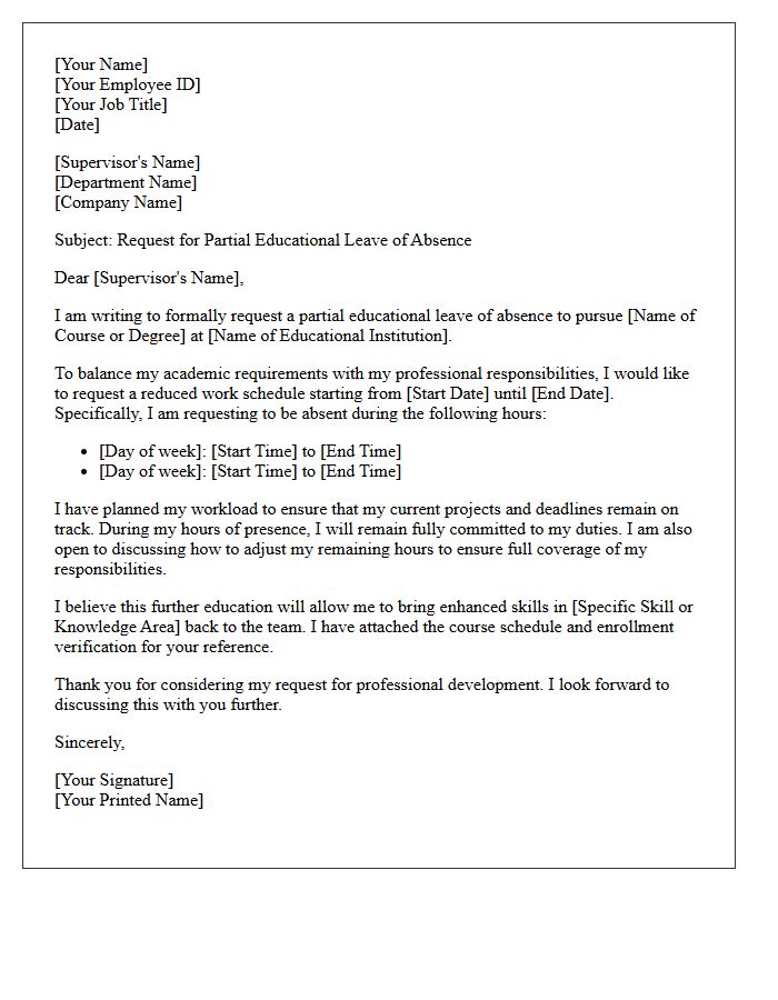 Partial Absence Educational Leave Request Letter