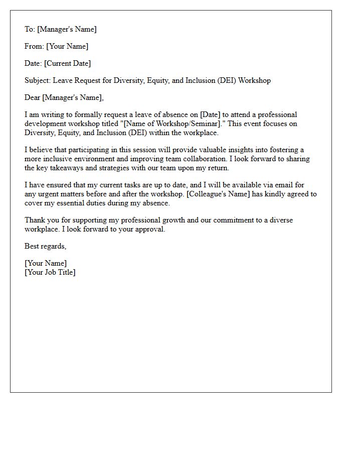 Diversity Equity And Inclusion Workshop Leave Letter