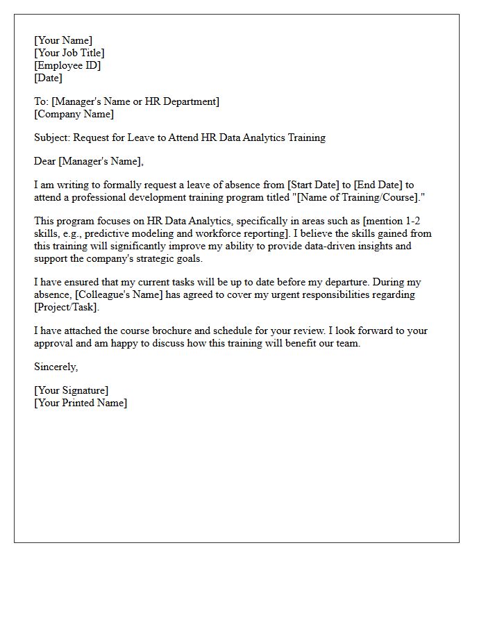 Human Resources Data Analytics Training Leave Letter