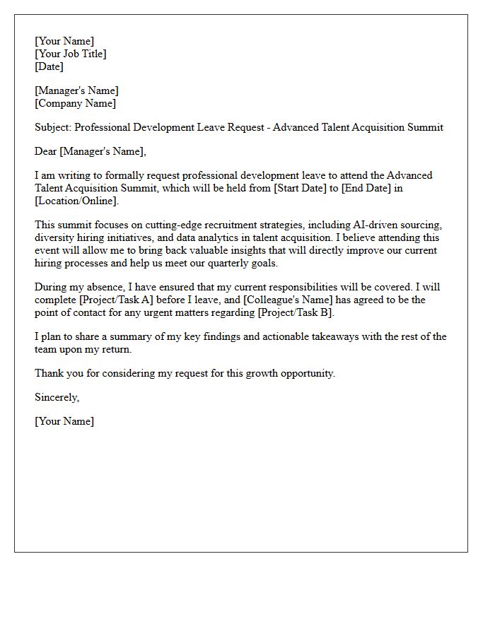 Advanced Talent Acquisition Summit Professional Development Leave Letter