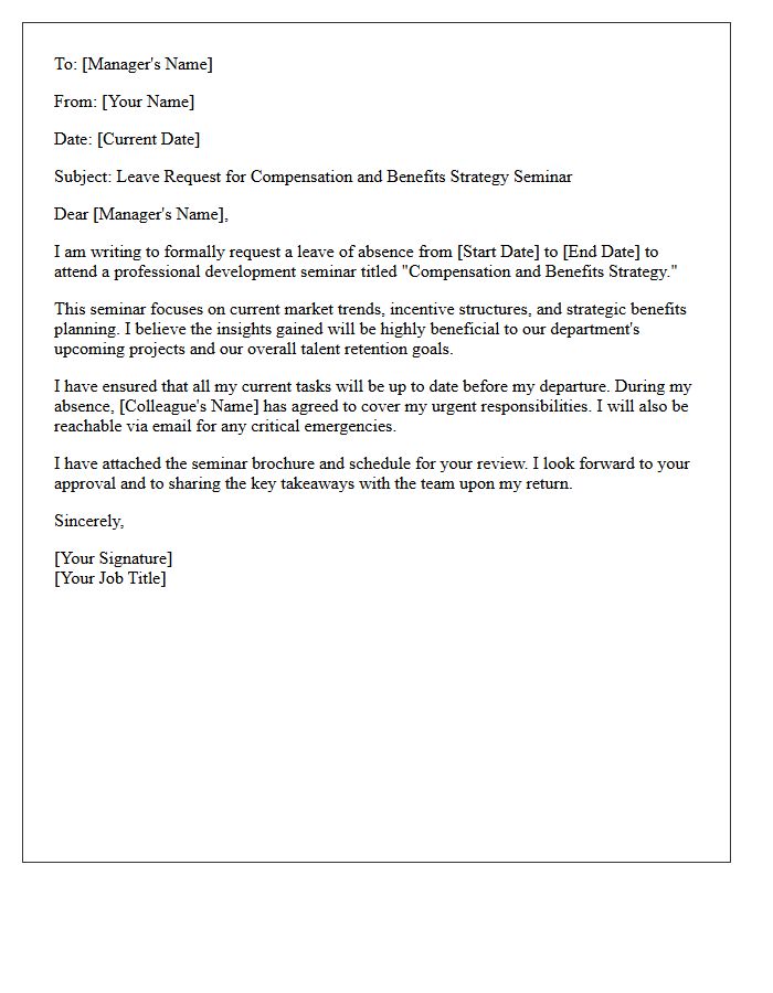 Compensation And Benefits Strategy Seminar Leave Letter