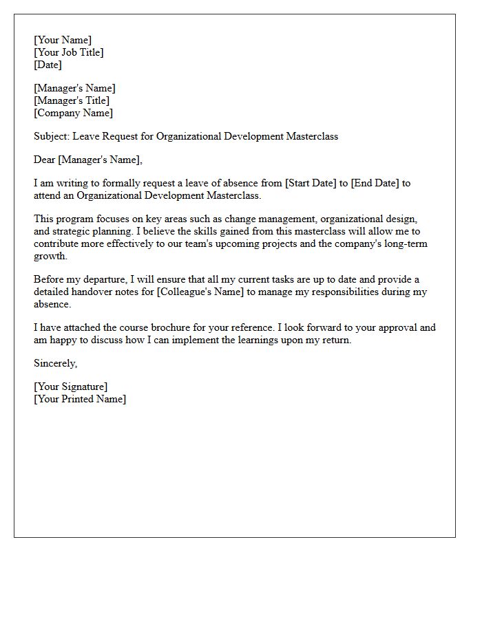 Organizational Development Masterclass Leave Letter