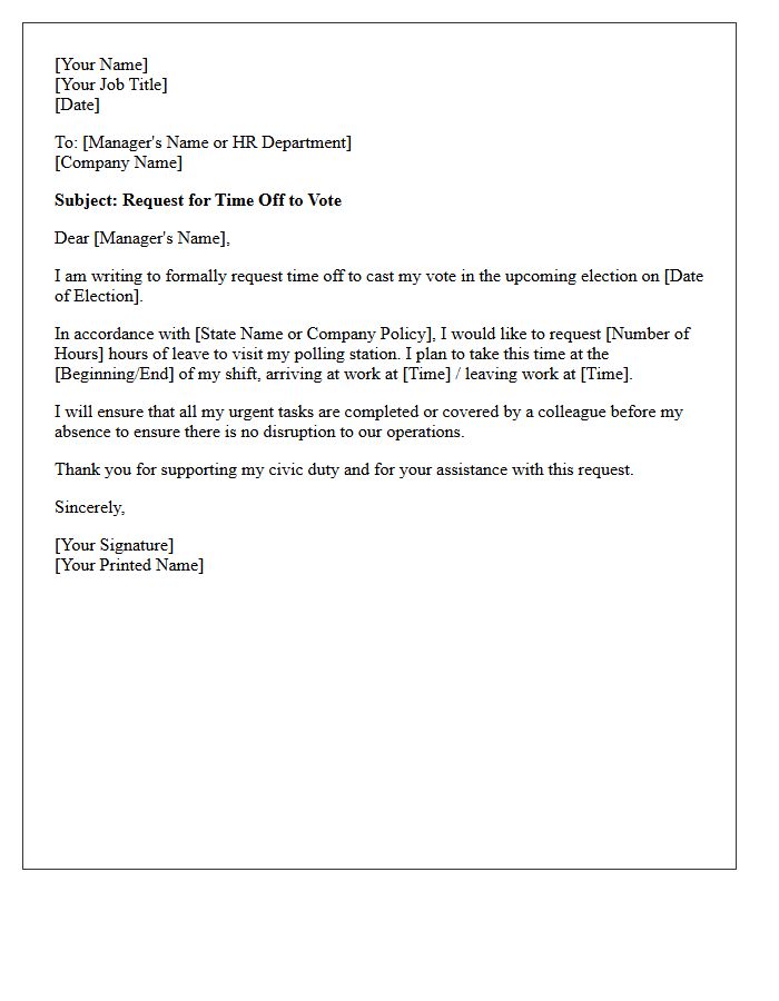 Standard Voting Time Off Request Letter