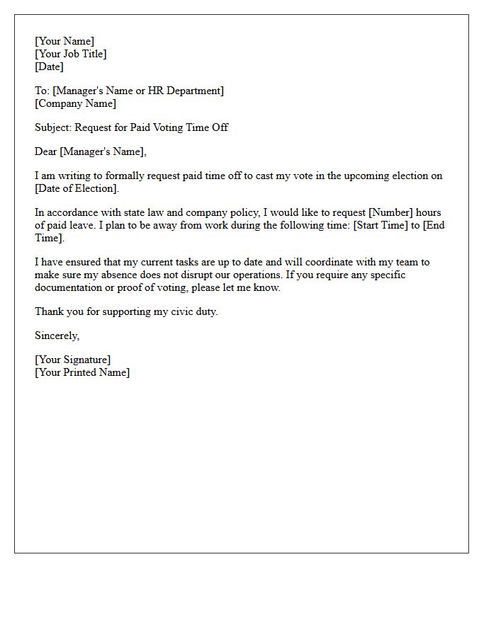 Paid Voting Time Off Request Letter