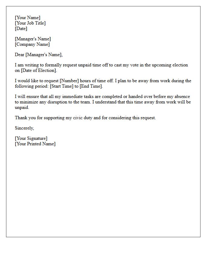 Unpaid Voting Time Off Request Letter