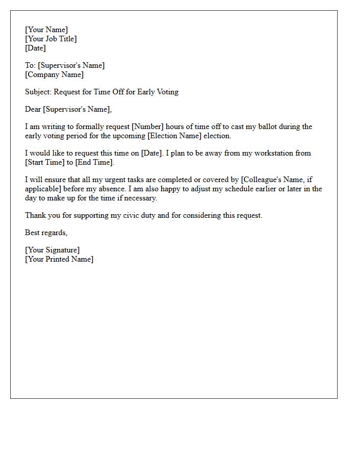 Early Voting Time Off Request Letter