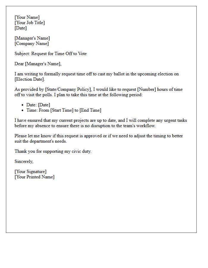Advance Notice Voting Time Off Request Letter