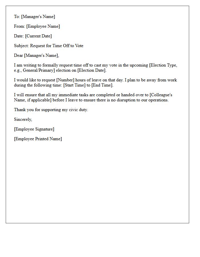Employee Voting Time Off Request Letter