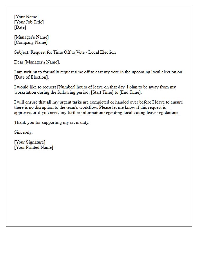 Local Election Voting Time Off Request Letter