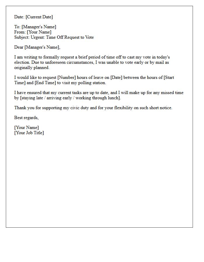 Last Minute Voting Time Off Request Letter