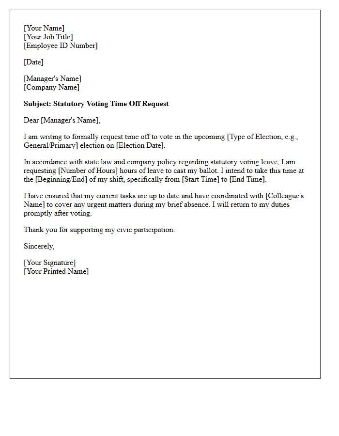 Statutory Voting Time Off Request Letter