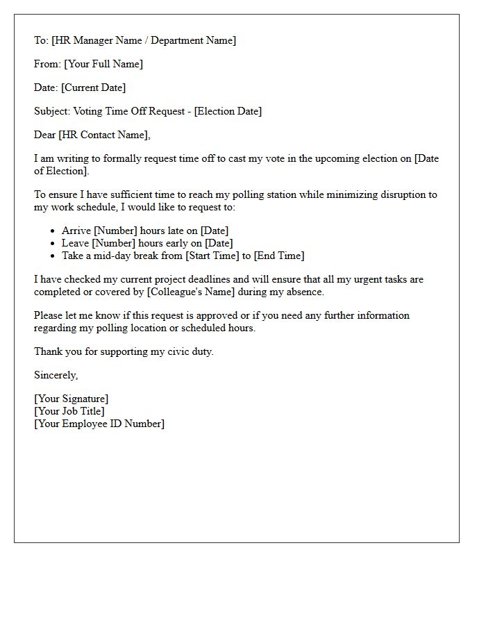 Human Resources Voting Time Off Request Letter