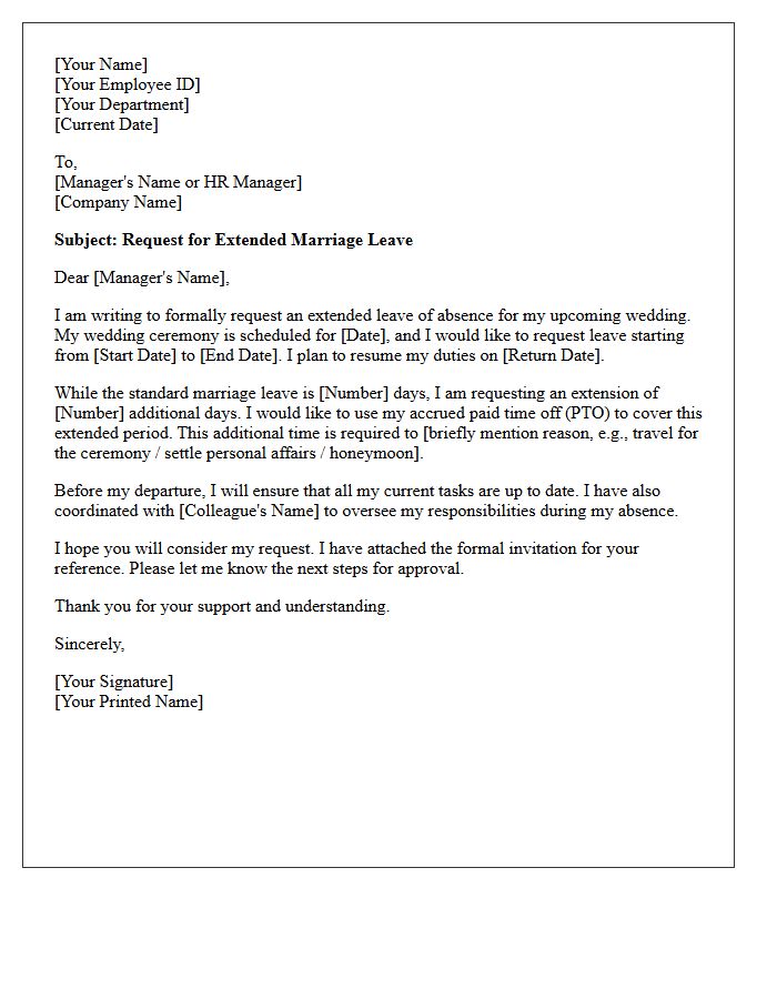 Extended Marriage Leave Request Letter