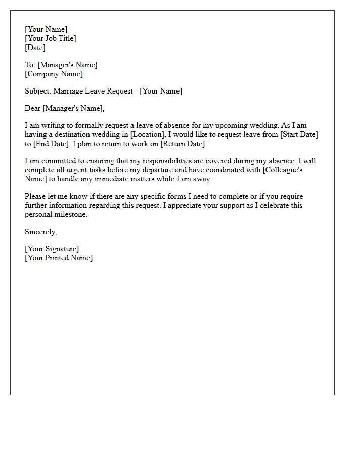 Destination Wedding Marriage Leave Request Letter