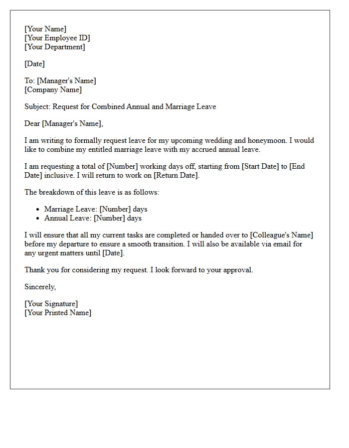 Combined Annual And Marriage Leave Request Letter