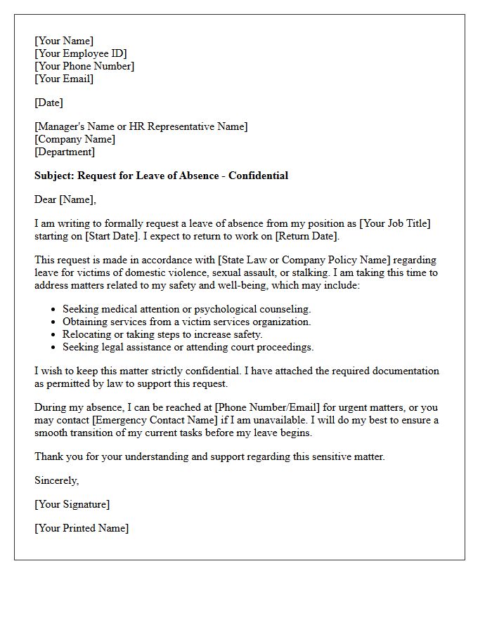Domestic Violence Survivor Leave Letter