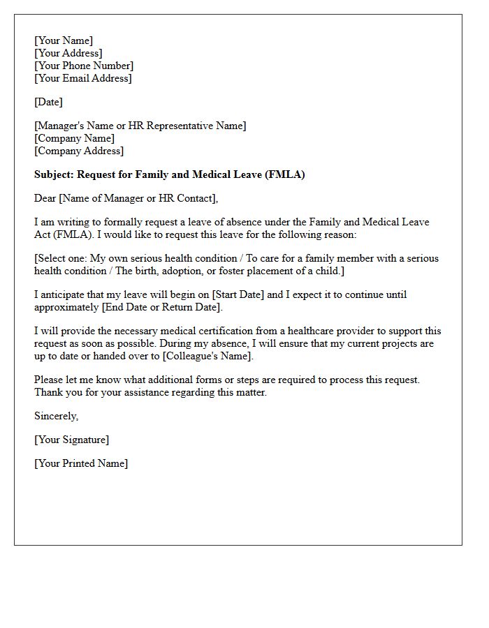 Family and Medical Leave Request Letter