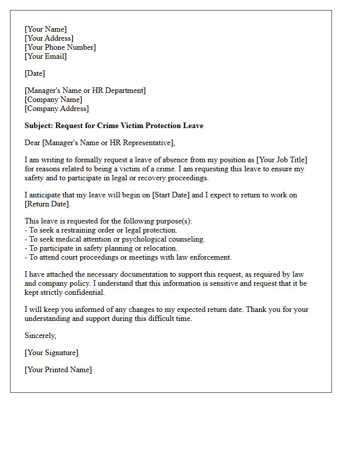 Crime Victim Protection Leave Letter