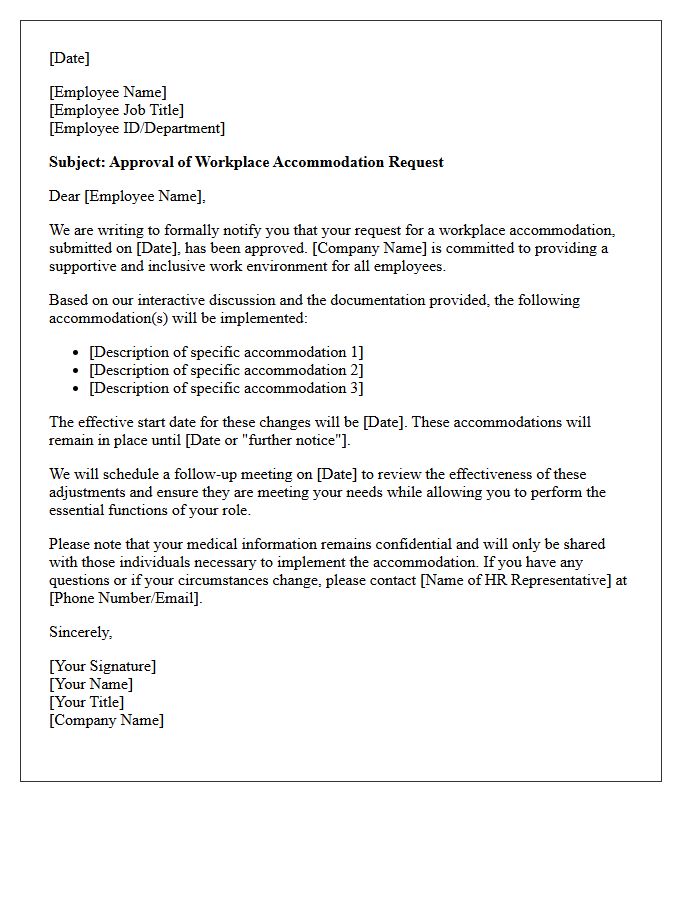 Workplace Accommodation Approval Letter