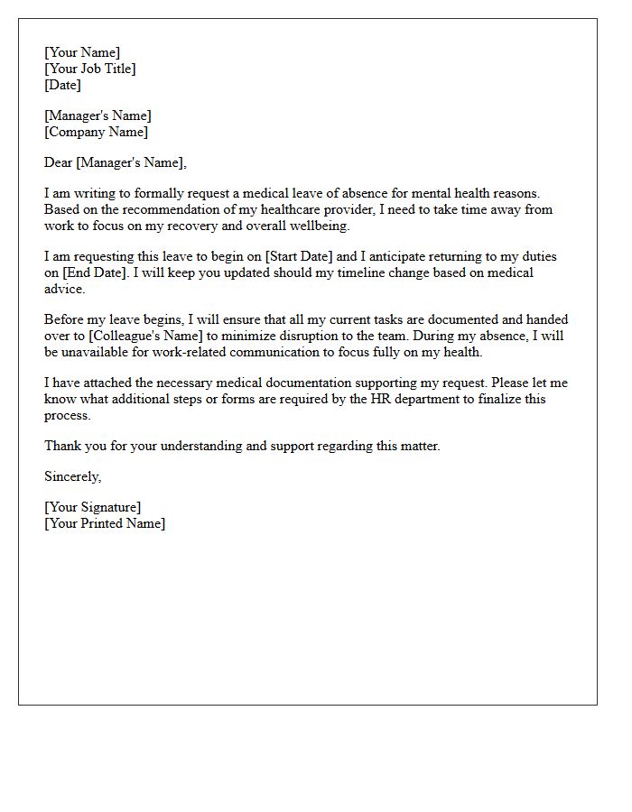 Mental Health Support Leave Letter