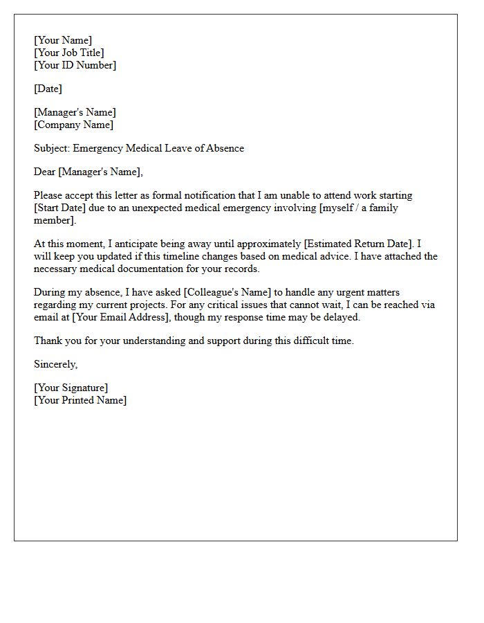 Medical Emergency Absence Leave Letter