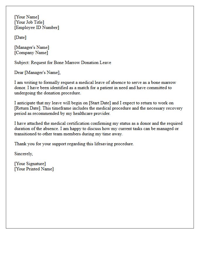 Bone Marrow Donor Leave Letter