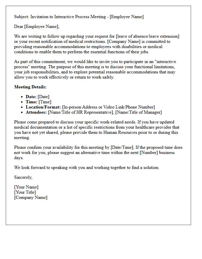 Interactive Process Meeting Invitation Leave Letter
