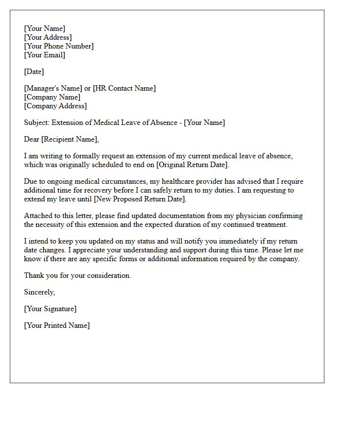 Medical Leave of Absence Extension Request Letter