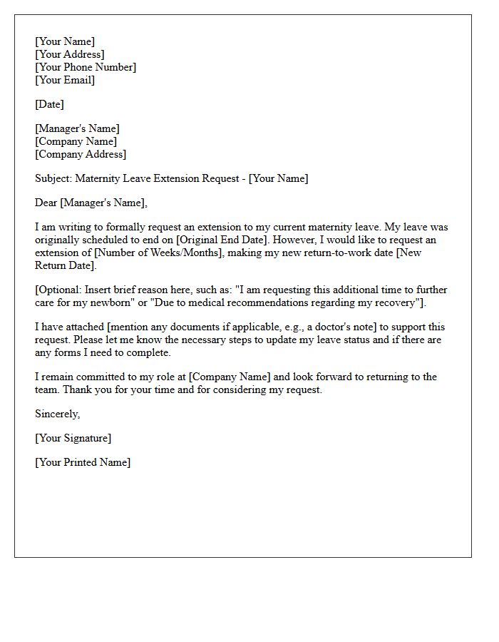 Maternity Leave of Absence Extension Request Letter