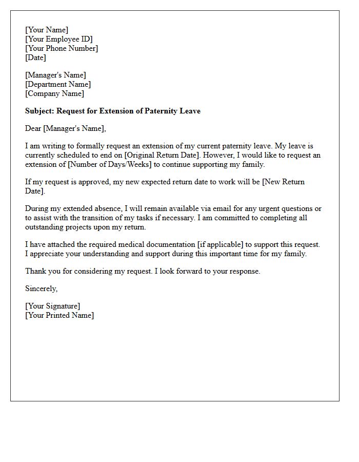 Paternity Leave of Absence Extension Request Letter