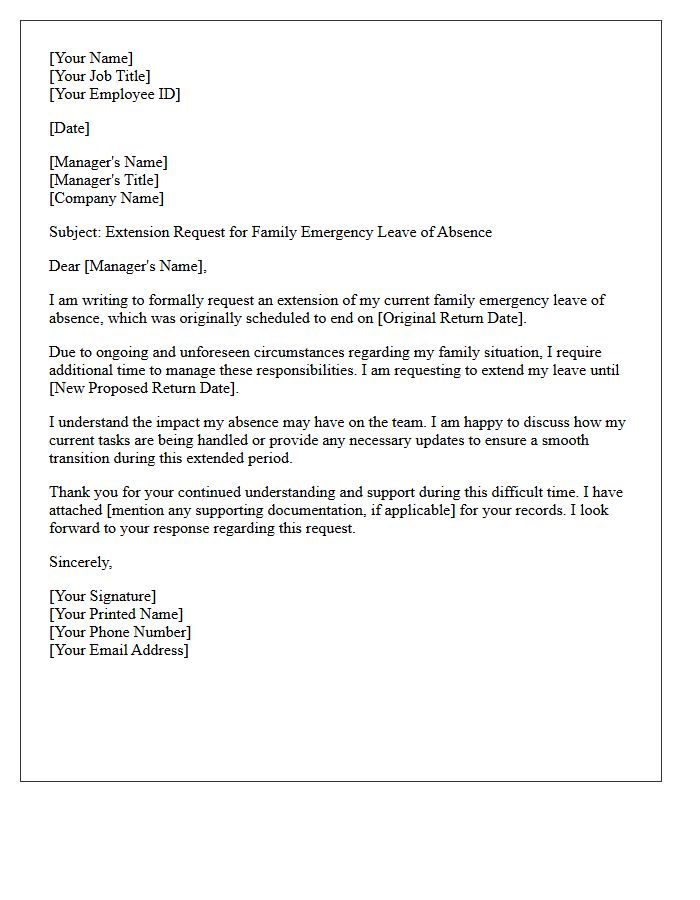 Family Emergency Leave of Absence Extension Request Letter
