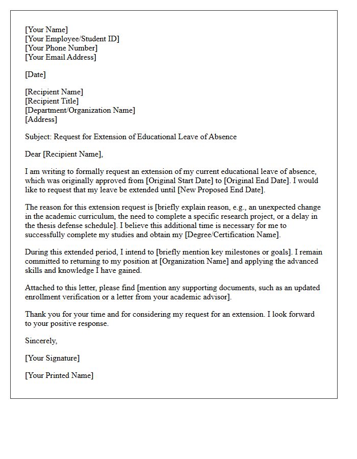 Educational Leave of Absence Extension Request Letter