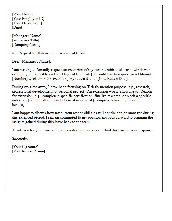 Sabbatical Leave of Absence Extension Request Letter