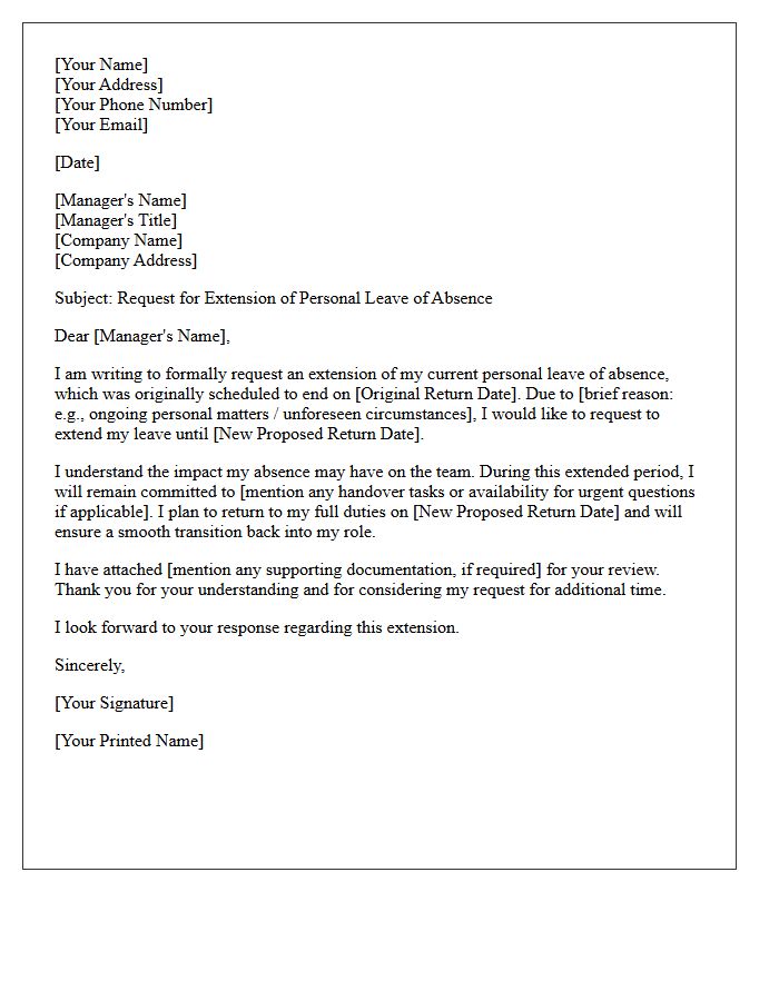 Personal Leave of Absence Extension Request Letter