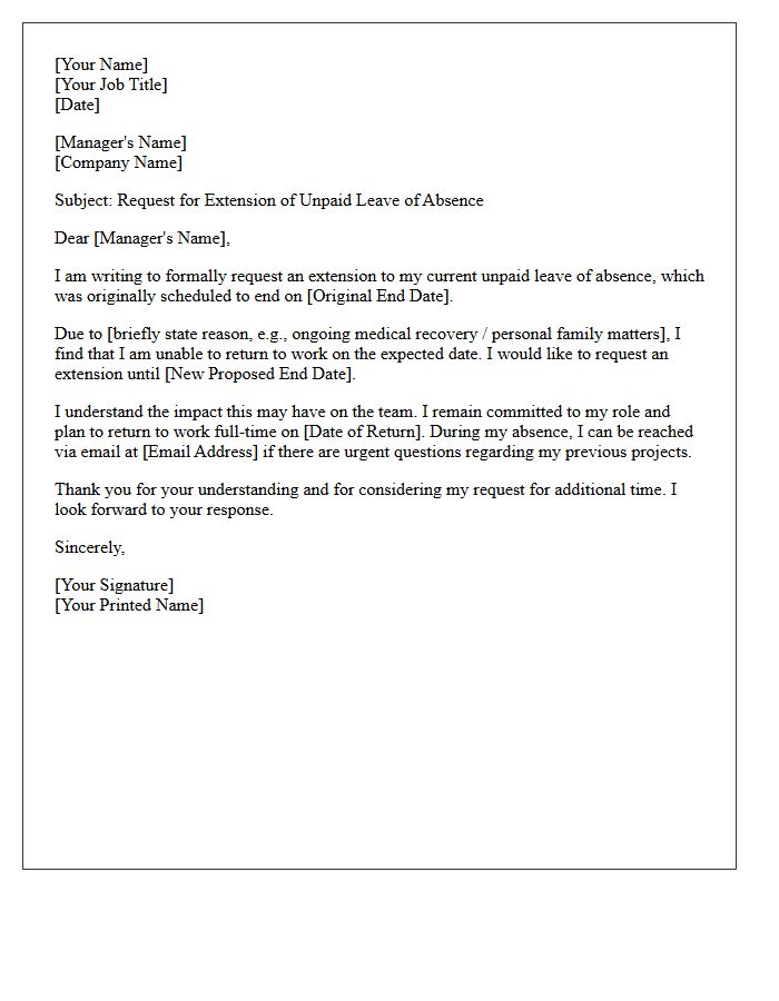 Unpaid Leave of Absence Extension Request Letter