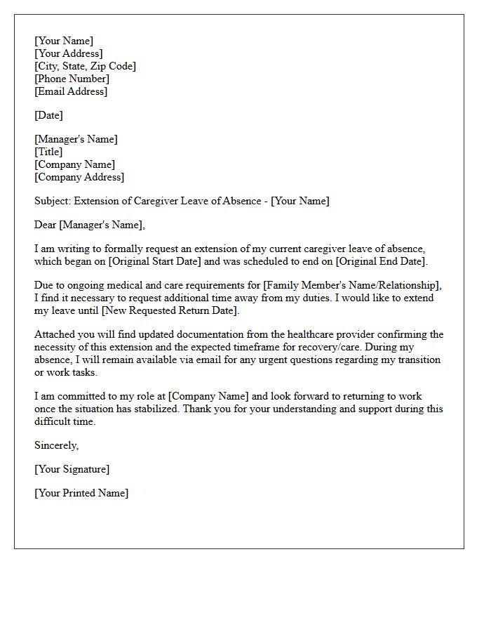 Caregiver Leave of Absence Extension Request Letter