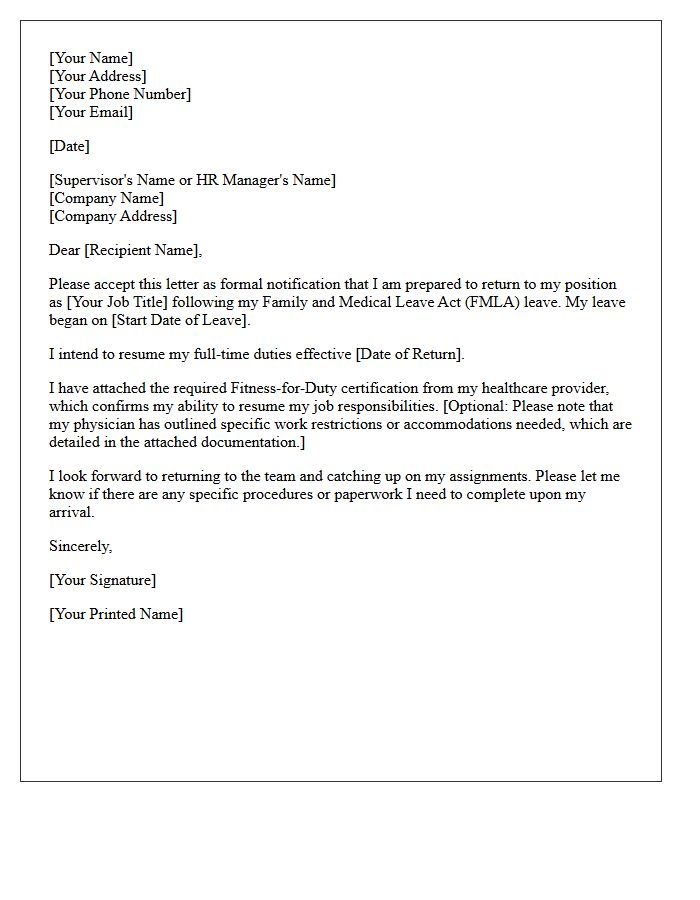 Family And Medical Leave Act Return To Work Letter