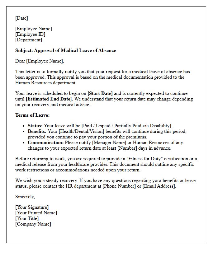 Medical Leave of Absence Approval Letter
